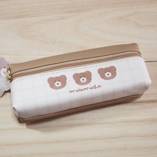 上下2か所に収納 モコモカ 2ポケットペンポーチ モカ ラテカラー もこもこ くま 雑貨のぱんぷきん 通販 Yahoo ショッピング