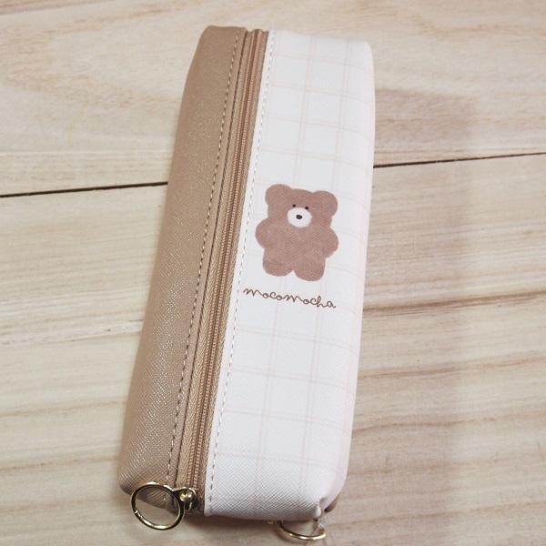 上下2か所に収納 モコモカ 2ポケットペンポーチ モカ ラテカラー もこもこ くま 雑貨のぱんぷきん 通販 Yahoo ショッピング
