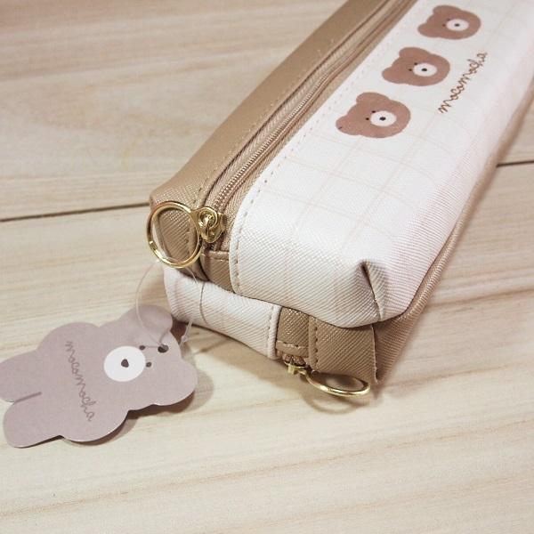 上下2か所に収納 モコモカ 2ポケットペンポーチ モカ ラテカラー もこもこ くま 雑貨のぱんぷきん 通販 Yahoo ショッピング
