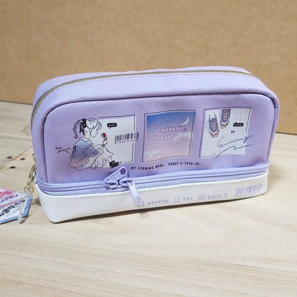 上下2段になった ペンケース ボトムポケット ペンケース マイイブニングモード 可愛い パープル 白 雑貨のぱんぷきん 通販 Yahoo ショッピング