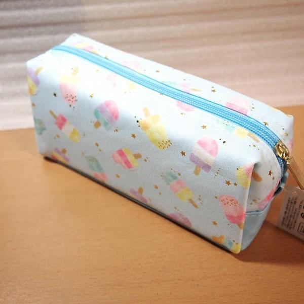 アイス柄 BOXペンポーチ（ソルベ）54064/筆箱 きらきら箔押し 水色 4