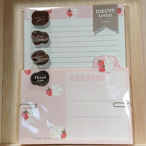 新品】うさぎ レターセット ケース入りメモ （レターセット シール付 