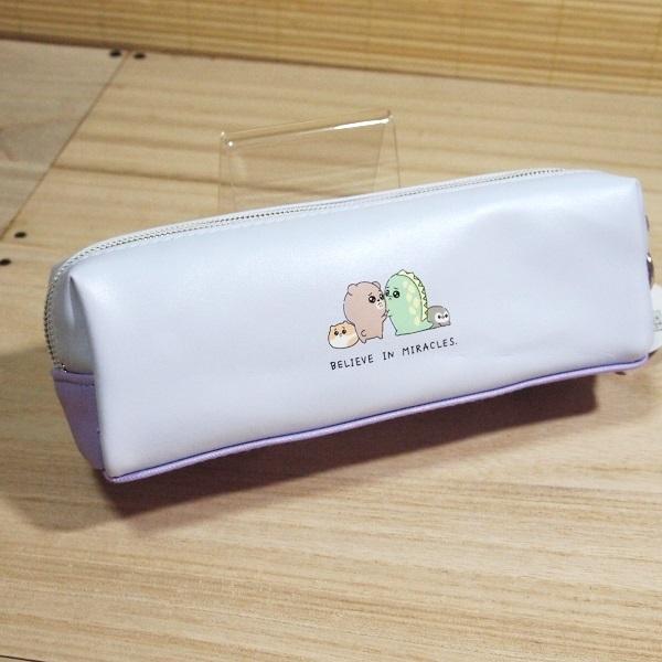 左右2か所に収納できる スリム ツインファスナーペンケース（ぴえんな