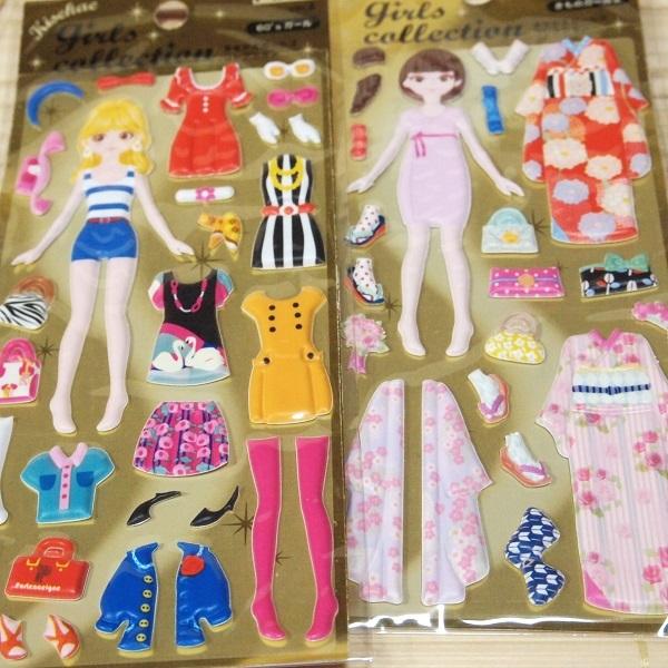 ぷっくり可愛い きせかえシール ガールズコレクション ドレス 着物など