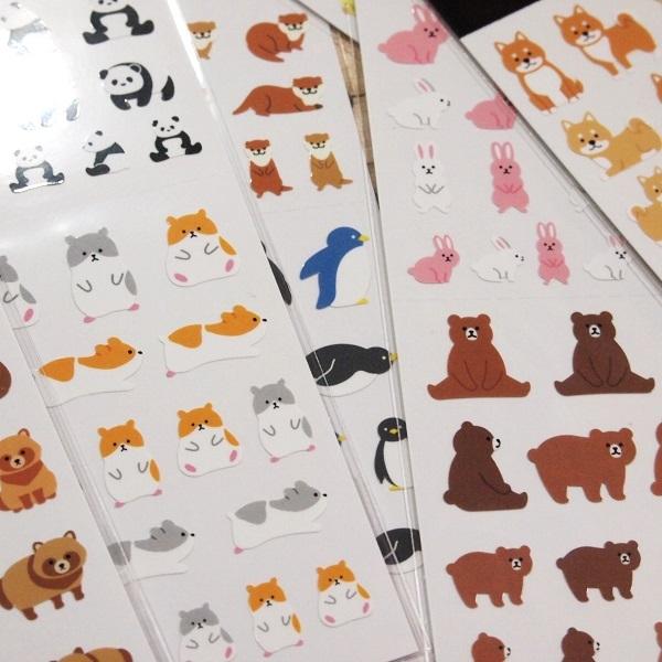 2モチーフ入った 動物のステッカー 6点セット 80693-8/ボンボン
