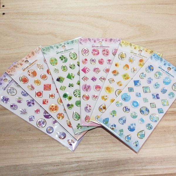 ぷっくり ドロップ フラワー シール 花のシール 6点セット/80712 ぷっくり ドロップ フラワー シール 花のシール 6点セット/80712