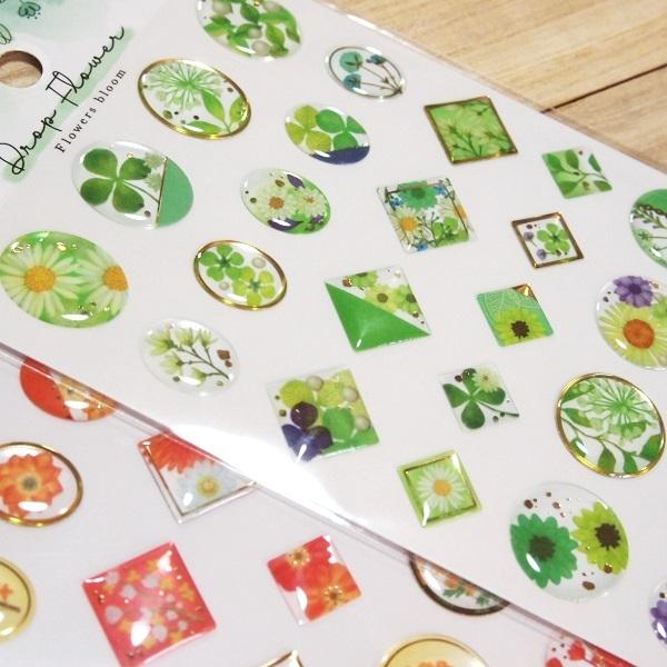 ぷっくり ドロップ フラワー シール 花のシール 6点セット/80712-7