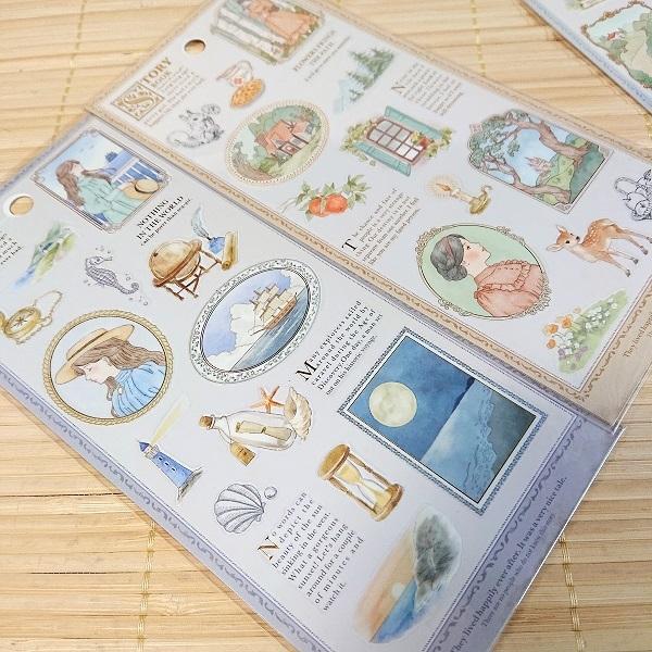おとぎ話の1ページのようなシール ストーリー ブック ステッカー 4点