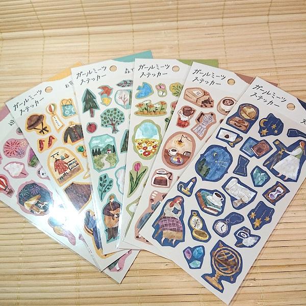 ガールミーツ ステッカー 6点セット/81703s 手描き風イラスト シール