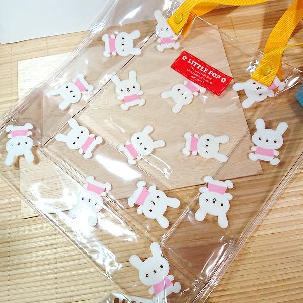 プールバッグ（うさぎ_チラシ）透明 ビニールバッグ 87054/可愛い 