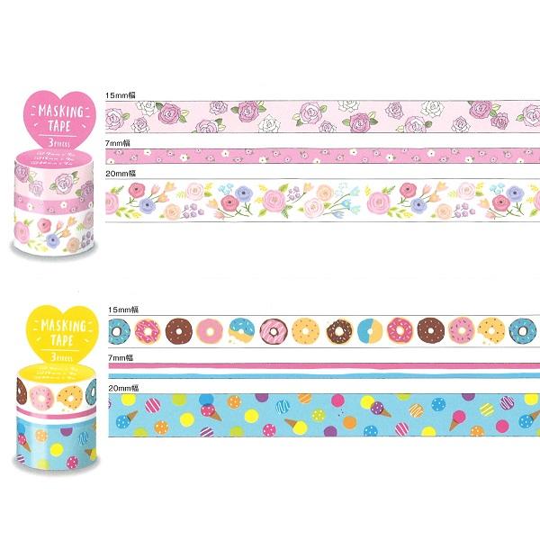 マスキングテープ 幅違い3巻入り 2個セット フラワー スイーツ 5 デコレーションシール 5 雑貨のぱんぷきん 通販 Yahoo ショッピング