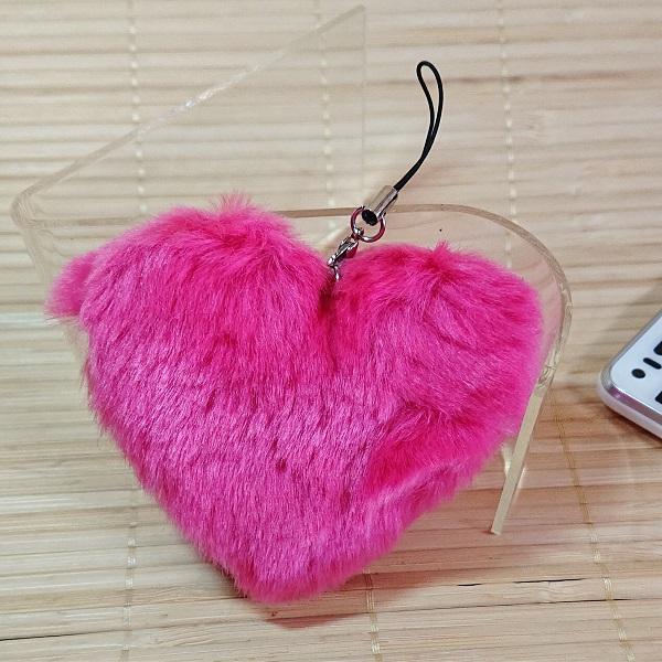 ふわふわモコモコ ハート型 携帯ストラップ ピンク/ks20102 チャーム