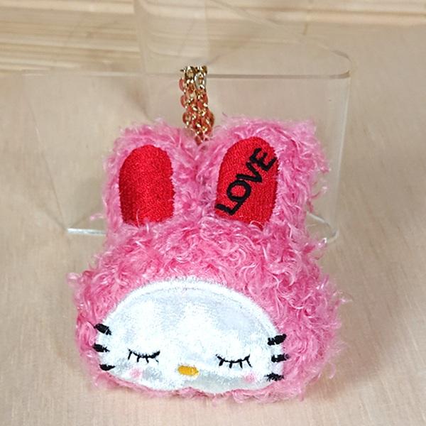 もじゃもじゃ LOVE うさぎ キーホルダー（ピンク）ks20302/可愛い