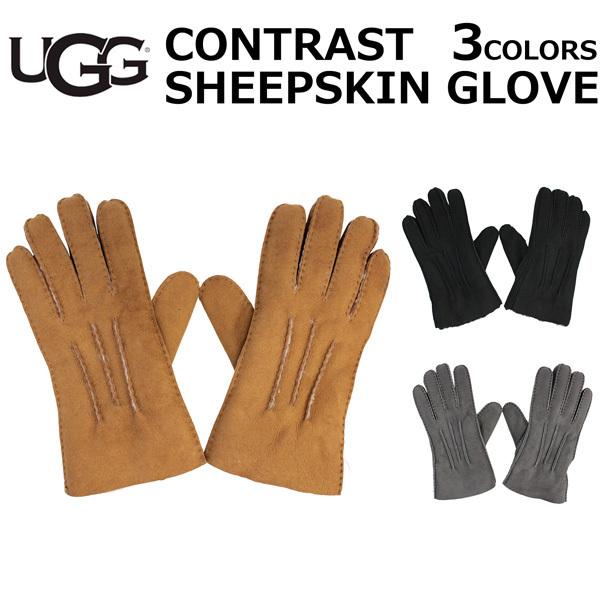 Ugg アグ Contrast Sheepskin Glove コントラスト シープスキン グローブ 手袋 撥水加工 メンズ 雑貨倉庫tokia 通販 Yahoo ショッピング