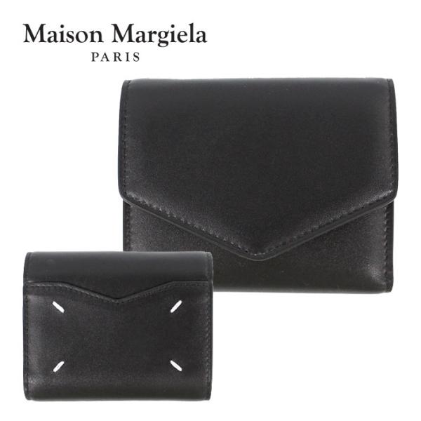 Maison Margiela メゾン マルジェラ ZIP COMPACT TRI FOLD 三つ折り財布 ウォレット レディース ブラック レザー  本革 S56UI0136 P4985 T8013 プレゼント