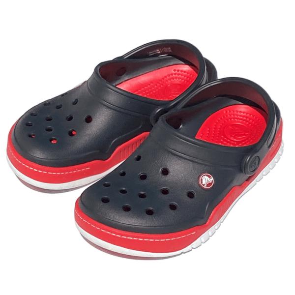 新品未使用 Crocs クロックス フロントコートクロッグ M7 黒/赤 新品未使用 Crocs クロックス フロントコートクロッグ M7 黒/赤
