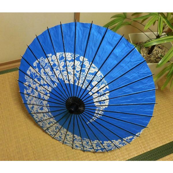 和傘 踊り傘 舞傘 紙傘 尺二 ブルー藤渦巻 : 雑貨ハウスプラス