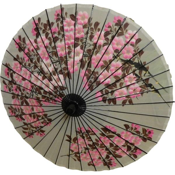 和傘 踊り傘 舞傘 絹傘 尺三 桜花柄 白生地 繋ぎ構造  母の日
