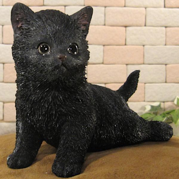 置物 動物 可愛い 黒猫の置物 キャット 休憩中 ブラック ねこ ネコ