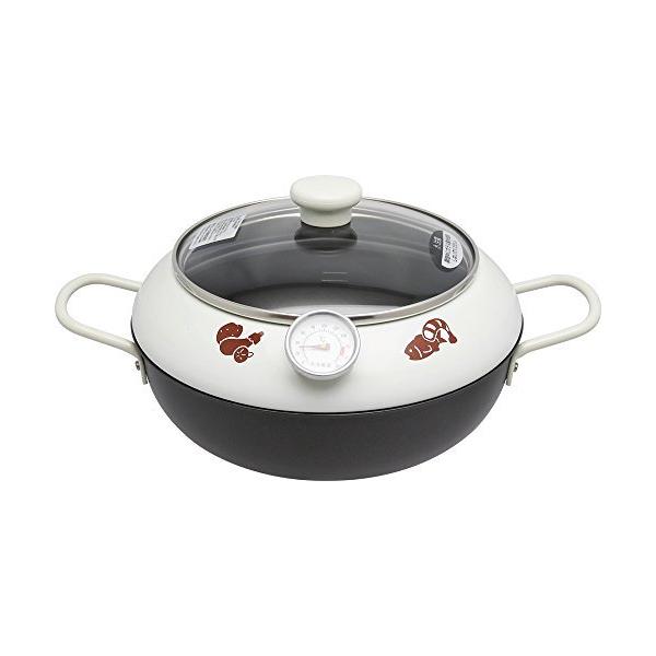 和平フレイズ 揚げごろがひと目でわかる温度計 油はね防止フード 蓋付 フライドパン 22cm 日本製 エコルタ ER9534