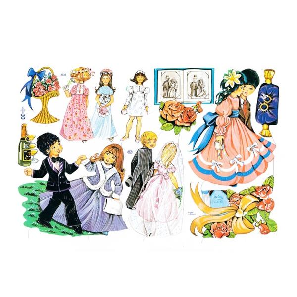 サイズ：約幅23.5×高さ16.0cm素　材：紙製※定形外郵便物可ブランド：マメロックデザイン：クロモス シート 恋人 ダンス お花ハイセンスで美しいクロモス。幸せそうなカップルたちを描いています♪とても幸せそうで見ていて微笑みますね♪エン...