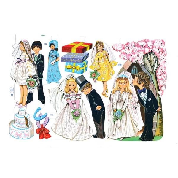 サイズ：23.5×16.5cm素　材：紙製※定形外郵便物可ブランド：マメロックデザイン：クロモス シート 男の子 女の子 新郎 新婦 結婚祝い 結婚式 ウェディングレトロなイラストがデザインされた、ハイセンスで美しいクロモス。可愛らしい新郎...