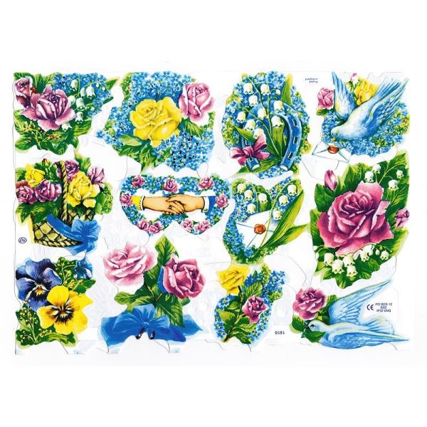 サイズ：23×15cm×2枚素　材：紙製※定形外郵便物可ブランド：マメロックデザイン：バラ ローズ ハトレトロなイラストがデザインされた、ハイセンスで美しいクロモス。シートは折りたたまれています。二面に渡ってイラストがデザインされています。...