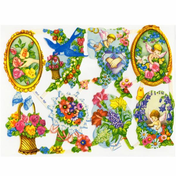 サイズ：約幅23.5×高さ16.0cm素　材：紙製※定形外郵便物可ブランド：マメロックデザイン：クロモス シート 天使ハイセンスで美しいクロモス。パンジーやスミレなどのオシャレな花々がたくさん描かれています♪エンボス加工なのでぽこっと浮きで...