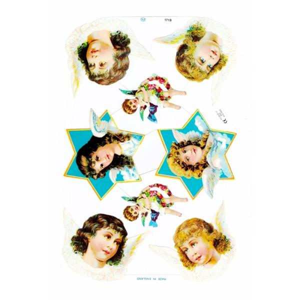 サイズ：約幅23.5×高さ16.0cm素　材：紙製※定形外郵便物可ブランド：マメロックデザイン：クロモス シート 天使 少女ハイセンスで美しいクロモス。可愛い天使を描いています♪星の形をした枠の中に映る天使がとても可愛いですね♪エンボス加工...