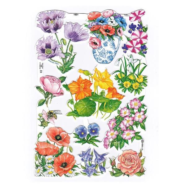 サイズ：約幅23.5×高さ32.5cm素　材：紙製※定形外郵便物OKブランド：マメロックデザイン：クロモス スクラップシート 花 花束 ブーケ 赤色 ピンク 緑色 青色ハイセンスで美しいクロモス。レトロな雰囲気が魅力的で、絵画のような色使い...