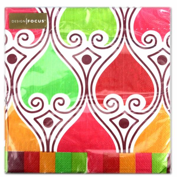 サイズ：12.7cm×12.7cm　　　　　3枚重ね/20枚入り/中国製※定形外郵便物OKブランド：Punch Studioデザイン：レッド グリーン イエロー バリ島中国のメーカーFOCUS製のLuncheon Napkinsシリーズのペ...