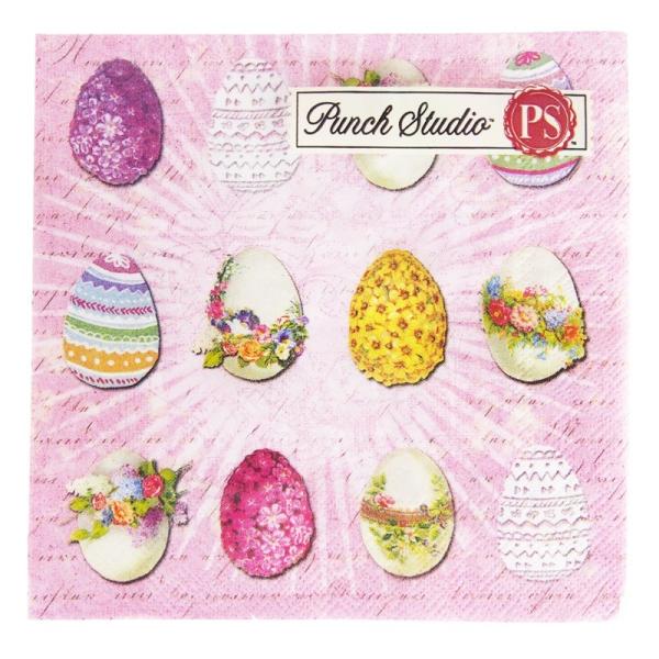 サイズ：縦幅25.0cm×横幅25.0cm（広げた状態）　　　　　3枚重ね/20枚入り/ドイツ製※定形外郵便物OKブランド：Punch Studioデザイン：ピンク イースター easter 花 エッグ 卵パンチスタジオのオシャレなペーパー...