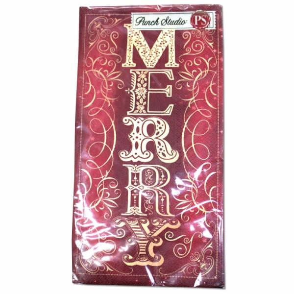 サイズ：縦幅33.0cm×横幅42.0cm（広げた状態）　　　　　3枚重ね/16枚入り/ドイツ製※定形外郵便物OKブランド：Punch Studioデザイン：赤 クリスマス レッド 柊赤い生地に大きく黄色い文字でデザインされています。クリス...