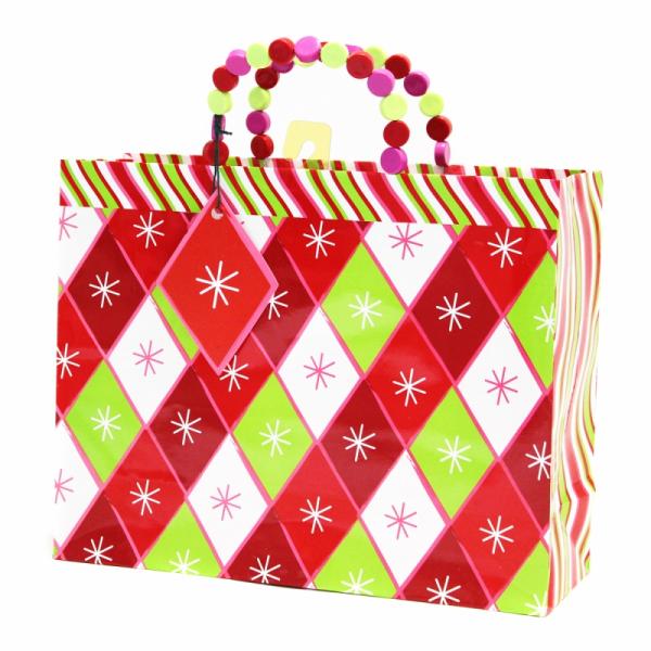 The Gift Wrap Company 【クリスマス】 ギフトバッグ (クリスマスカラー×ひし形）