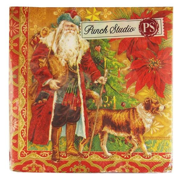 サイズ：縦幅25.0cm×横幅25.0cm（広げた状態）　　　　　3枚重ね/20枚入り/ドイツ製※定形外郵便物OKブランド：Punch Studioデザイン：クリスマス クリスマスツリー サンタ 犬パンチスタジオのクリスマス用ペーパーナプキ...