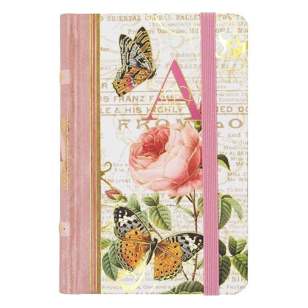 パンチスタジオ イニシャルノート （イニシャルA×フラワー） ゴムバンド付き 文房具 ジャーナルノート