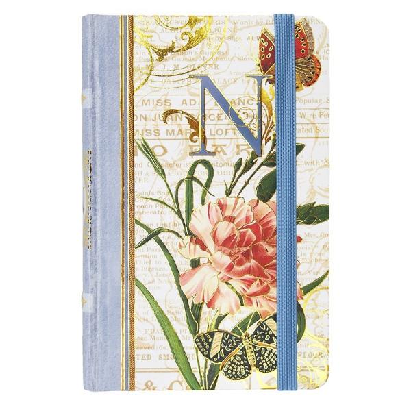 パンチスタジオ イニシャルノート （イニシャルN×フラワー） ゴムバンド付き 文房具 ジャーナルノート