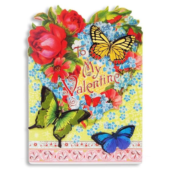 サイズ：約横幅13.5×縦幅9.5cm（封筒のサイズ）※定形外郵便物OKブランド：Punch Studioデザイン：バレンタイン 蝶 バラ ローズイラストが貼り合わされていて、立体に見えるオシャレなグリーティングカードです。薔薇の花に囲まれ...