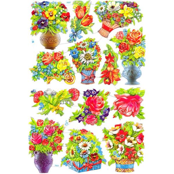 サイズ：約 縦23.5 横16.5(cm)素　材：紙製※定形外郵便物可ブランド：エルンスト・フライホーフデザイン：花 バラ ローズ ハイセンスで美しいクロモス。色々な花の花瓶やブーケが描かれています♪エンボス加工なのでぽこっと浮きでたデザイ...