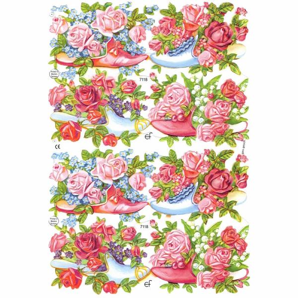 サイズ：23.5×16.5cm素　材：紙製※定形外郵便物可ブランド：エルンスト・フライホーフデザイン：フラワー バスケット ブーケ ピンク スリッパドイツからアンティーク、クラシック調の美しいデザインを送り出すErnst Freihoff(...