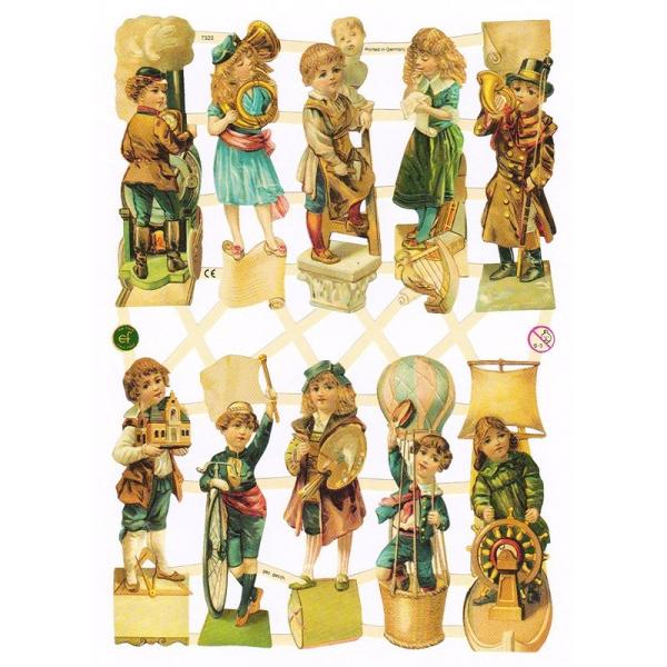 サイズ：23.5×16.5cm素　材：紙製※定形外郵便物可ブランド：エルンスト・フライホーフデザイン：男の子 女の子 職業レトロなイラストがデザインされた、ハイセンスで美しいクロモス。蒸気機関車の運転手、船の操舵手、音楽家に、建築家に、絵描...