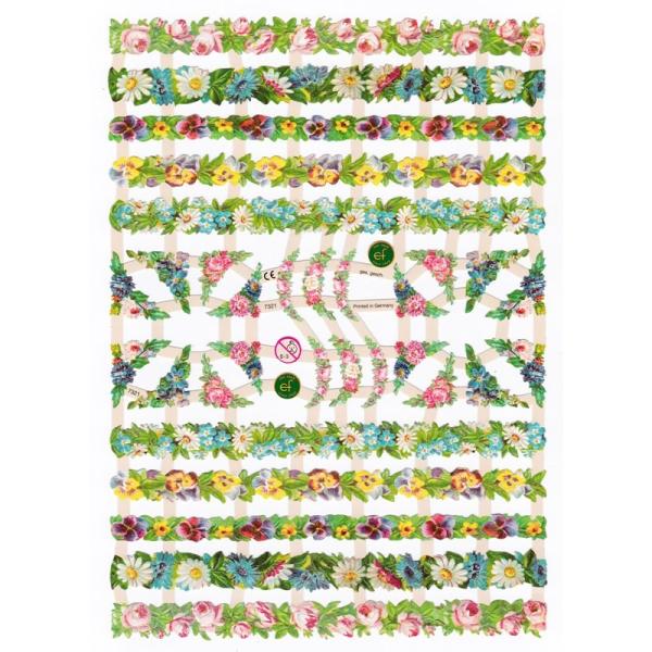 サイズ：23×15cm素　材：紙製※定形外郵便物可ブランド：エルンスト・フライホーフデザイン：ライン バラ ローズ ビオラレトロなイラストがデザインされた、ハイセンスで美しいクロモス。パンジーや薔薇の花などのイラストが小さくデザインされてい...