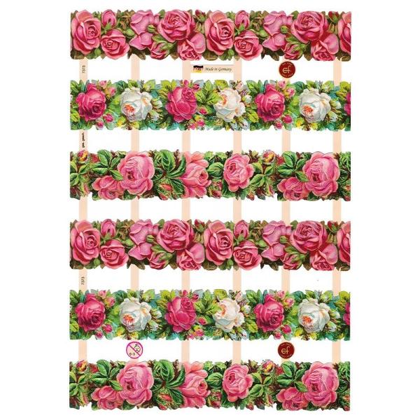 サイズ：23×15cm素　材：紙製※定形外郵便物可ブランド：エルンスト・フライホーフデザイン：バラ ローズ ピンクレトロなイラストがデザインされた、ハイセンスで美しいクロモス。繊細なタッチで描かれたピンクの薔薇が一列に配置されたクロモスです...