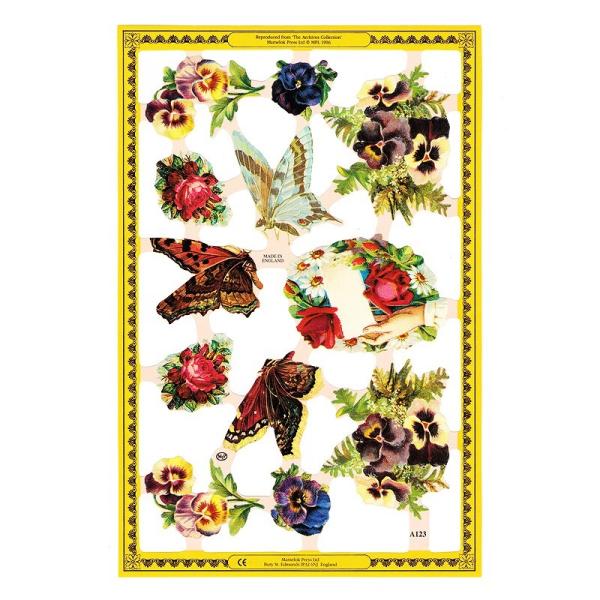 サイズ：約幅23.5×高さ16.0cm素　材：紙製※定形外郵便物可ブランド：マメロックデザイン：クロモス シート 花 蝶々 手ハイセンスで美しいクロモス。お花と蝶々と手を描いています♪どの絵柄も色彩豊かで美しいですね♪エンボス加工なのでぽこ...