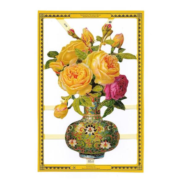 サイズ：約幅23.5×高さ32.5cm素　材：紙製※定形外郵便物OKブランド：マメロックデザイン：クロモス スクラップシート 花 フラワー 花瓶 バラ ローズ 白 赤ハイセンスで美しいクロモス。レトロな雰囲気が魅力的で、絵画のような色使いで...