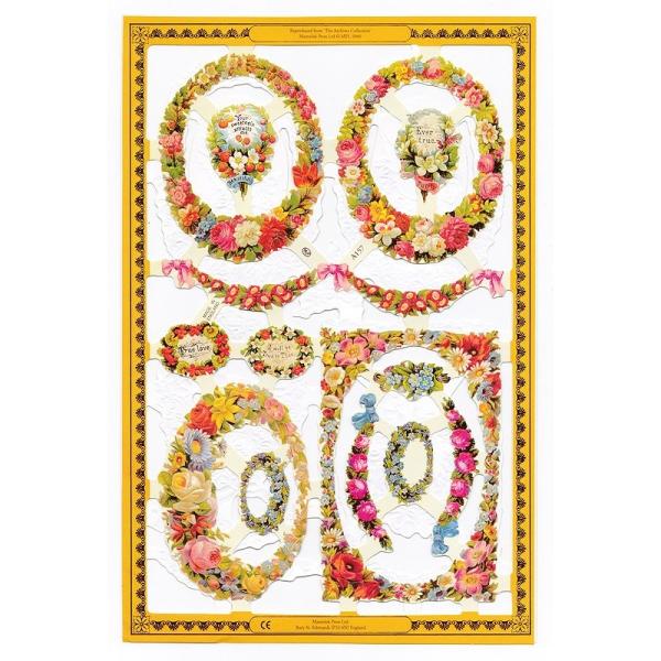 サイズ：23×15cm×2枚素　材：紙製※定形外郵便物可ブランド：マメロックデザイン：バラ ローズ ハト 蝶レトロなイラストがデザインされた、ハイセンスで美しいクロモス。シートは折りたたまれています。二面に渡ってイラストがデザインされていま...