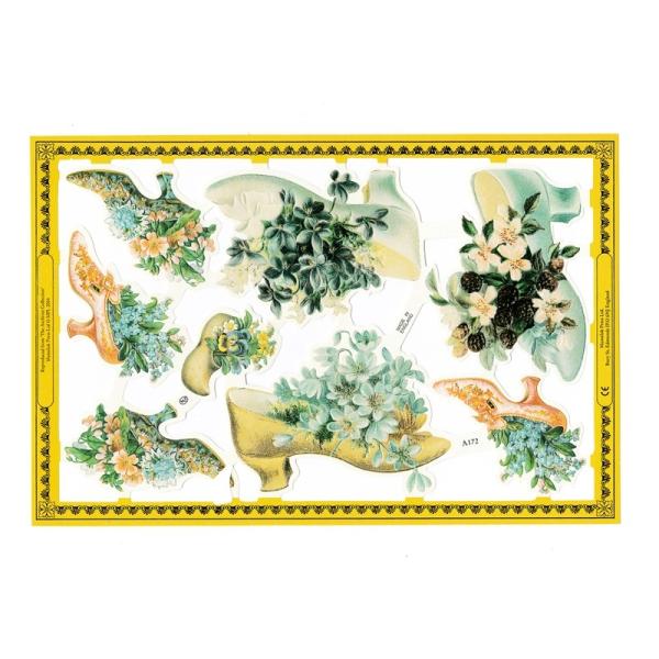 サイズ：約幅23.5×高さ32.5cm素　材：紙製※定形外郵便物OKブランド：マメロックデザイン：クロモス スクラップシート お花 帽子ハイセンスで美しいクロモス。お花とハイヒールを描いています♪とってもおしゃれな組み合わせですね♪どのイラ...