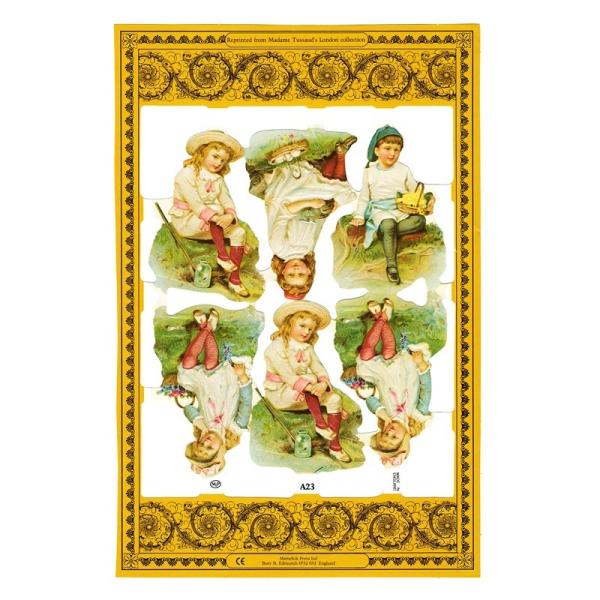 サイズ：約幅23.5×高さ16.0cm素　材：紙製※定形外郵便物可ブランド：マメロックデザイン：クロモス シート ヴィクトリアン 子供 女の子 少女ハイセンスで美しいクロモス。外で寛いでいる子供たちが描かれています。リアルタッチで絵画のよう...