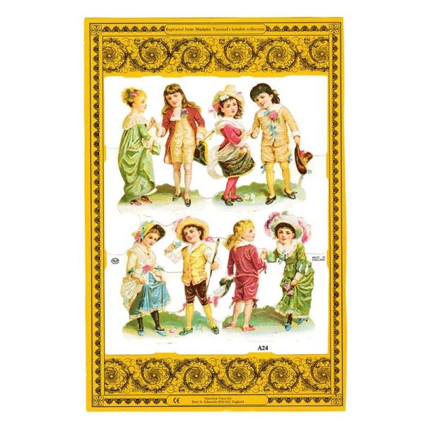 サイズ：約幅23.5×高さ16.0cm素　材：紙製※定形外郵便物可ブランド：マメロックデザイン：クロモス シート ヴィクトリアン 子供 カップル ドレスハイセンスで美しいクロモス。エスコートする男の子と笑顔の女の子が描かれています。眺めて飽...