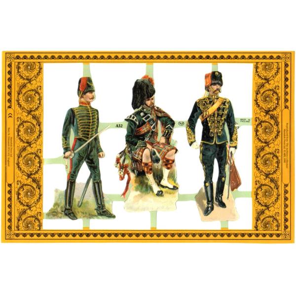 素　材：紙製※定形外郵便物可デザイン：クロモス シート ポーランドで誕生し、イギリスからヴィクトリアクラシックを送り出すMamelok(マメロック)ハイセンスで美しいクロモス。3人の兵隊たちが凛々しく描かれています。エンボス加工なのでぽこっ...